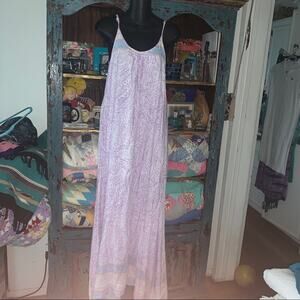 NWT HIPPIE BOHO BORDER PRINT FLOWY MAXIDRESS
